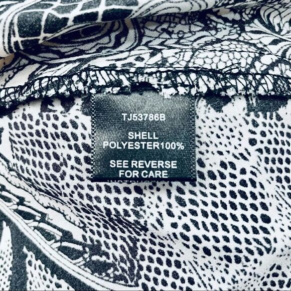 Luxe Apothetique Fringed Shawl Cardigan Leopard & Lace Print Black White - Picture 9 of 11